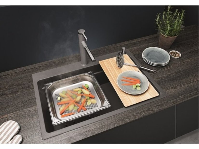 Granitový drez Blanco ETAGON 8 Tartufo, s excentrom