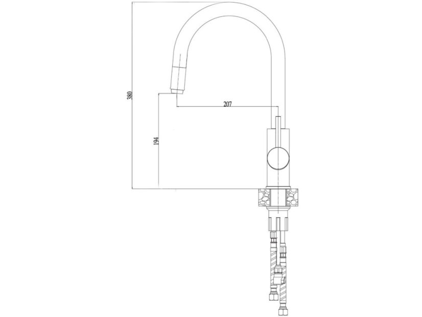 Dřezová baterie Alveus Delos beton nákres