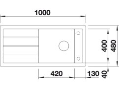 Granitový drez Blanco MEVIT XL 6 S perlovo šedáobojstranné prevedenie s excentrom