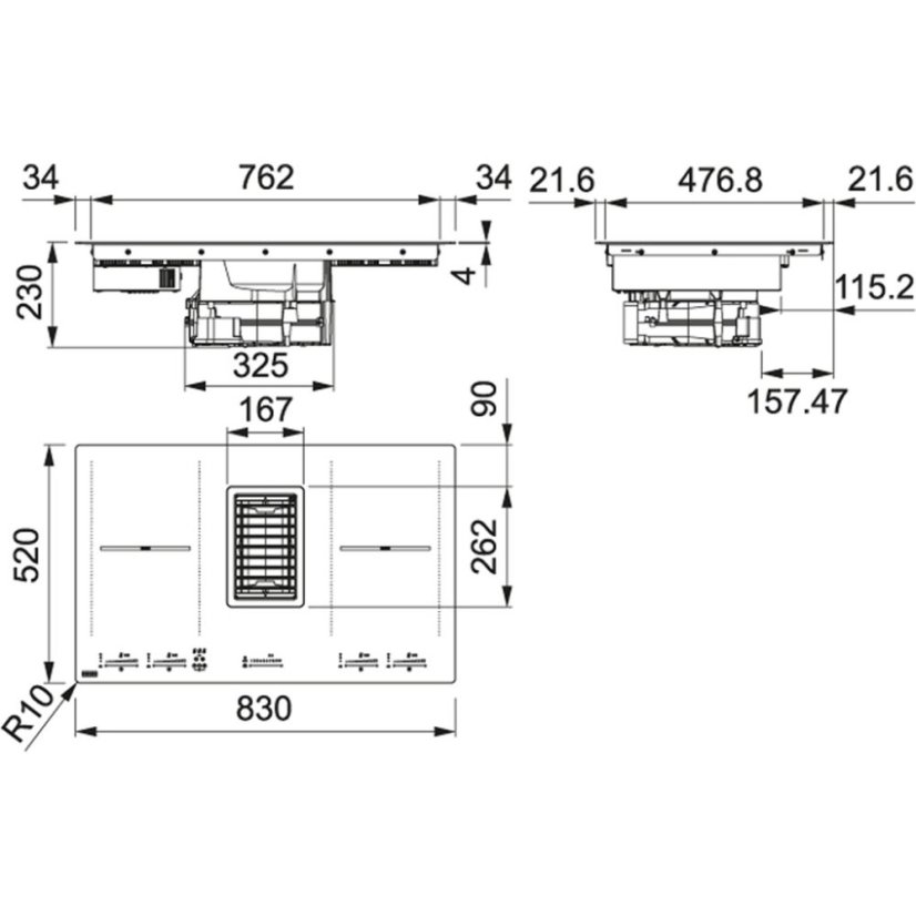 Indukční deska s odsavačem Franke FMY 839 HI 2.0 Černé sklo