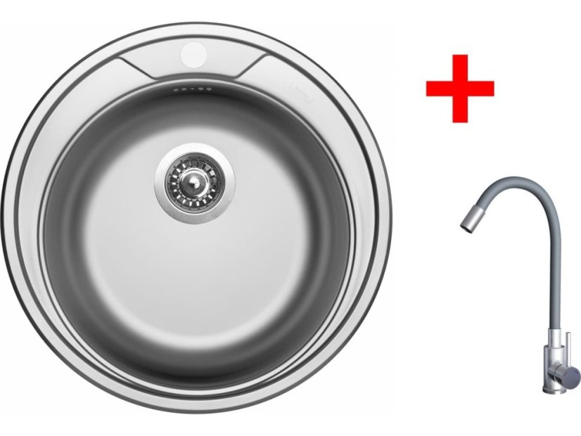 Sinks ROUND 510 + ELASTA nerez/šedá
