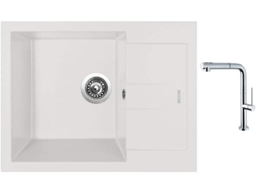 Set Sinks AMANDA 650 Milk + baterie Sinks SLIM S2 kartáčovaná