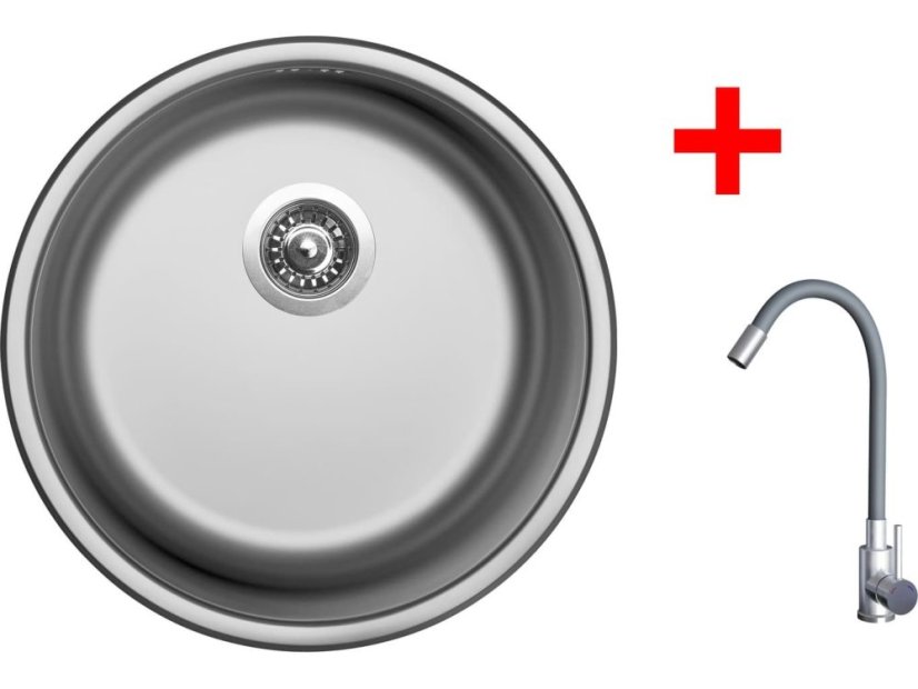 Sinks ROUND 450 + ELASTA nerez/šedá
