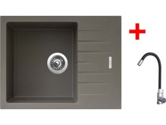 Sinks PERFECTO 650 Truffle + Elasta nerez/černá