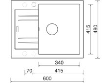 Granitový drez Sinks Linea 600 N Granblack Pravý