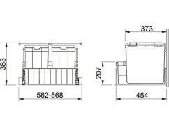 Výsuvný odpadkový kôš Franke 300-60, 2x10 + 22 litrov