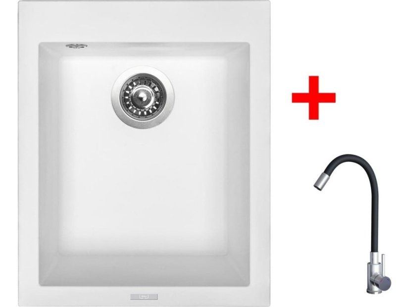 Set Sinks CUBE 410 Milk + Elasta nerez/čierná