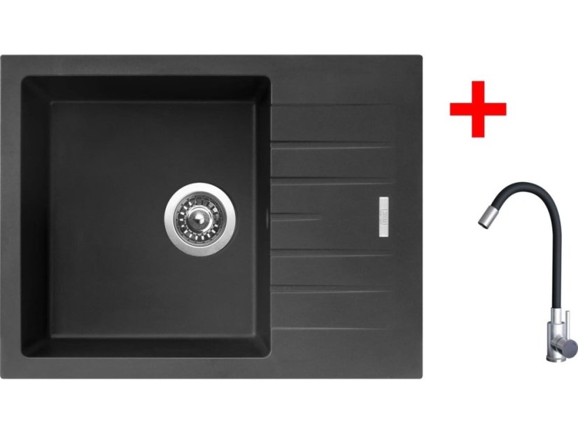 Sinks PERFECTO 650 Pureblack + Elasta nerez/černá