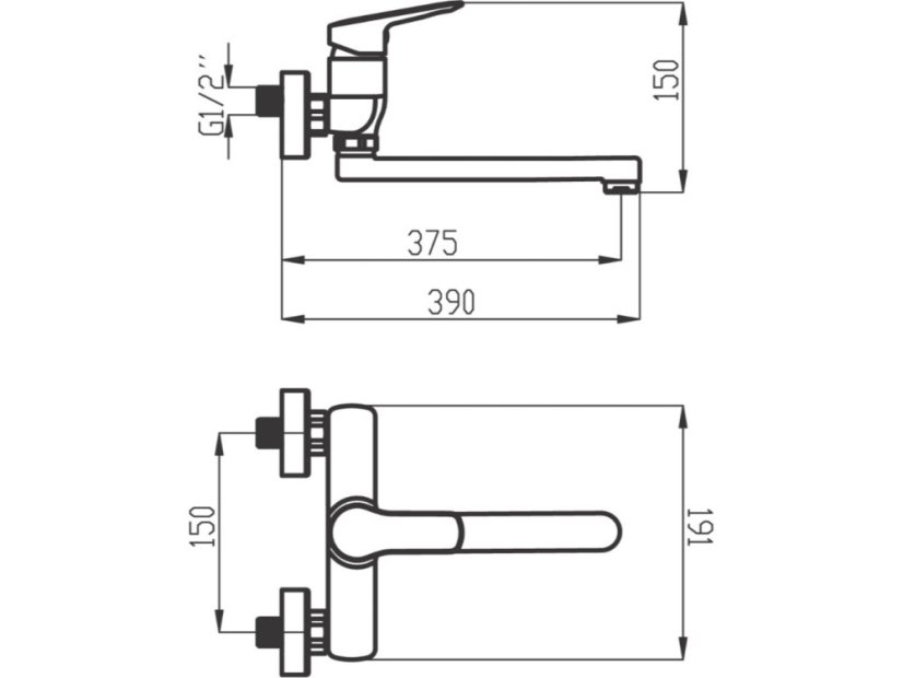 Drezová umývadlová batéria 150 mm Metalia 54 ECO, chróm