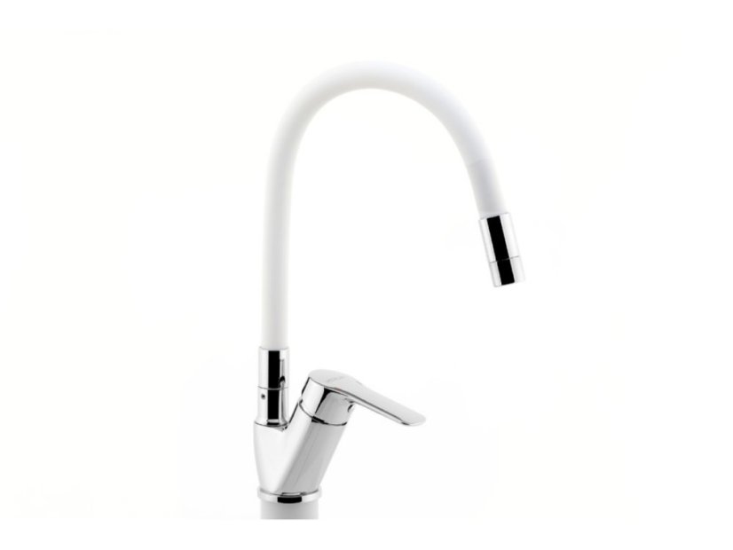 Drezová batéria s bielym flexi ramenom Metalia 54, chróm