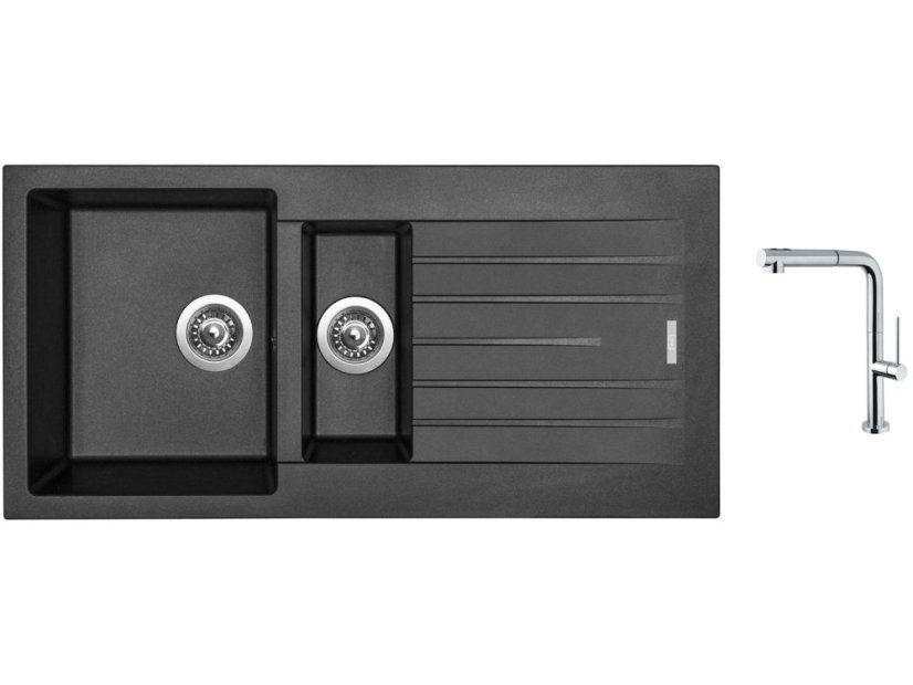 Set Sinks PERFECTO 1000.1 Metalblack + baterie Sinks SLIM S2 kartáčovan