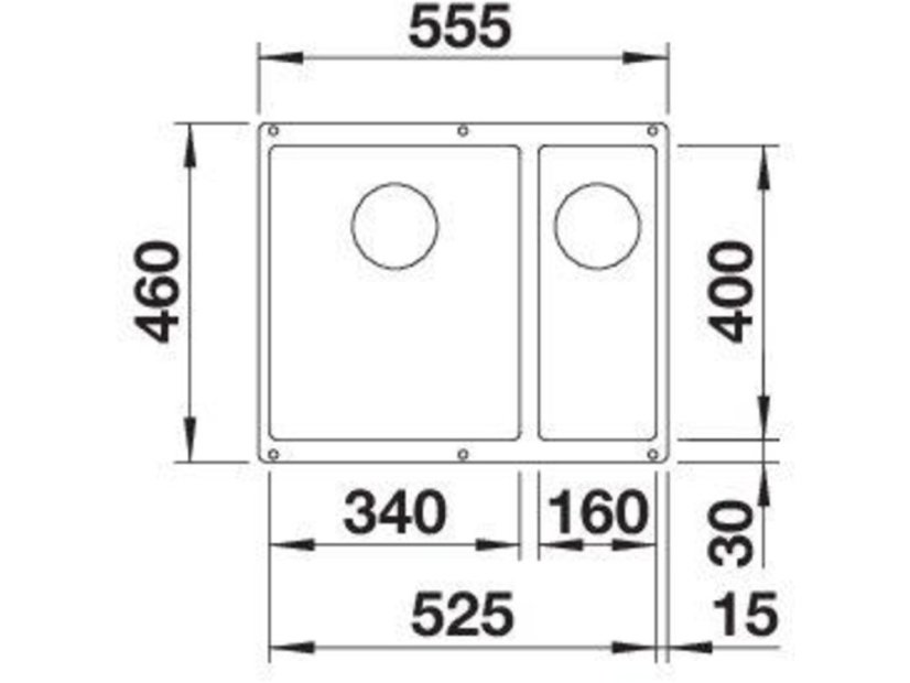 Granitový drez Blanco Rotan 340/160 U biela, bez tiahla, drez vľavo
