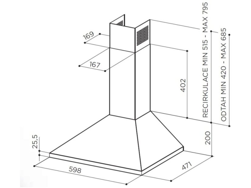 Komínová digestoř Faber VALUE PB X A60