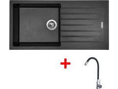 Set Sinks Perfecto 1000 Metalblack + Elasta nerez/černá