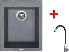 Set Sinks Cube 410 Titanium + Elasta nerez/čierná