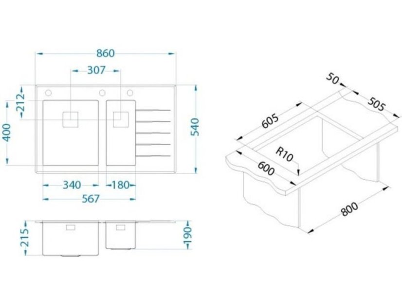 Skleněný dřez Alveus Crystalix 20 L bílý
