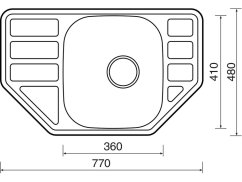 Nerezový dřez Sinks CORNO 770  nákres