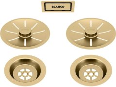 Odtoková sada InFino s přepadem C-overflow, saténově zlatá Gold Edition pro dva dřezy Odtoková sada InFino s přepadem C-overflow, saténově zlatá Gold Edition pro dva dřezy