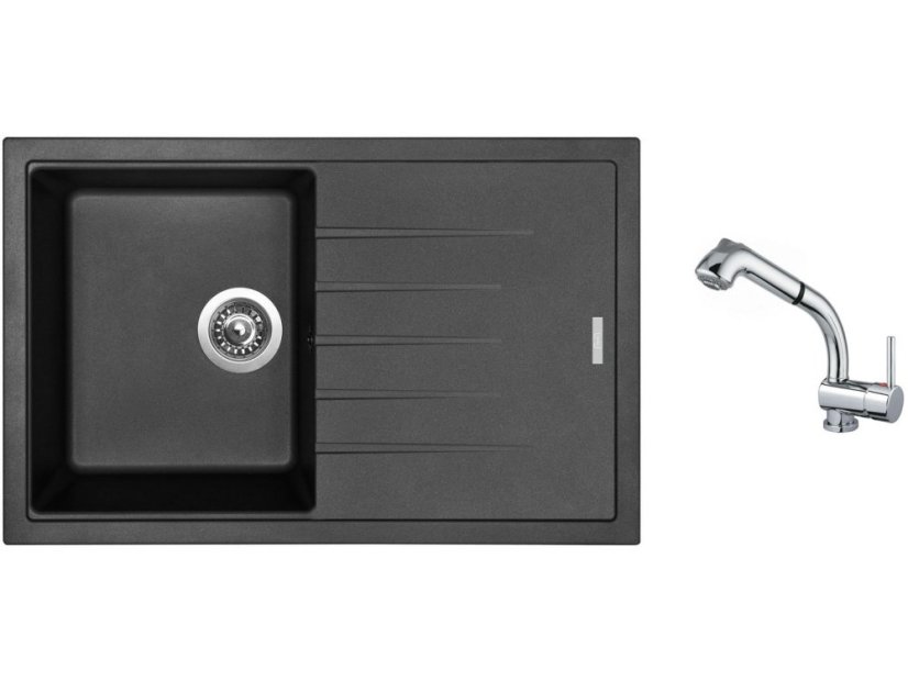 Set Sinks BEST 780 Metalblack + baterie Sinks MIX 3 S Chrom