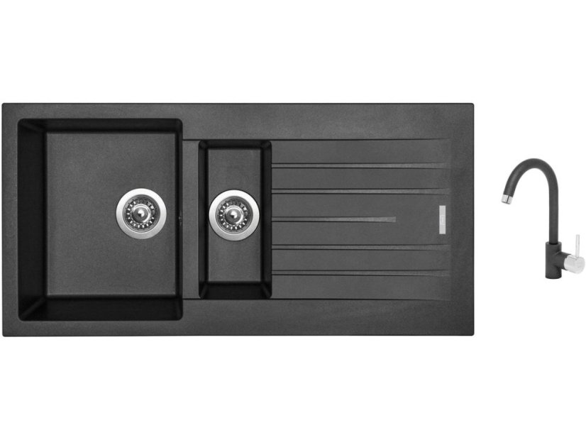 Set Sinks PERFECTO 1000.1 Metalblack + baterie Sinks MIX 35 Metalblack