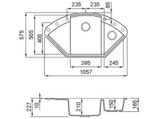 Granitový dřez Elleci Easy Corner G40 nákres