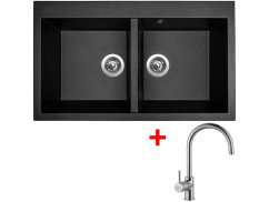 Set Sinks Amanda 860 Duo Metalblack + Vitalia