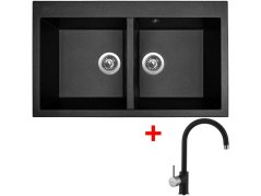 Set Sinks Amanda 860 Duo Metalblack + Vitalia GR
