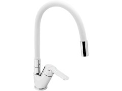 Dřezová baterie s bílým flexi ramenem Metalia 54, chrom