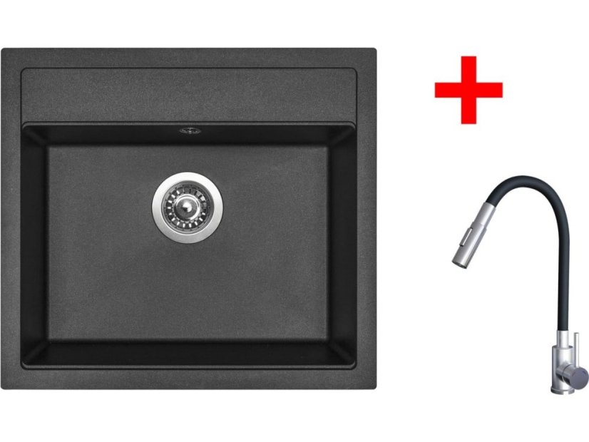 Set Sinks Solo 560 Metalblack + Elasta S nerez/čierná