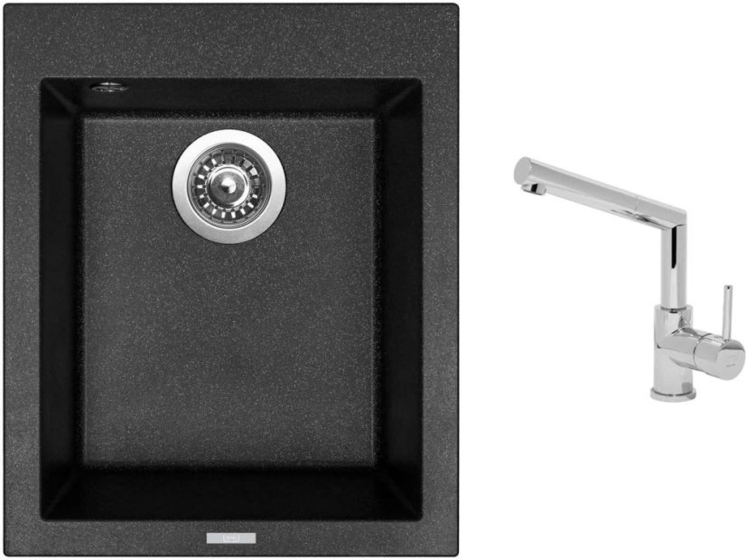Set Sinks CUBE 410 Granblack + batéria Sinks MIX 350 P chróm