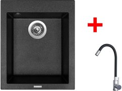 Set Sinks Cube 410 Granblack + Elasta nerez/čierná