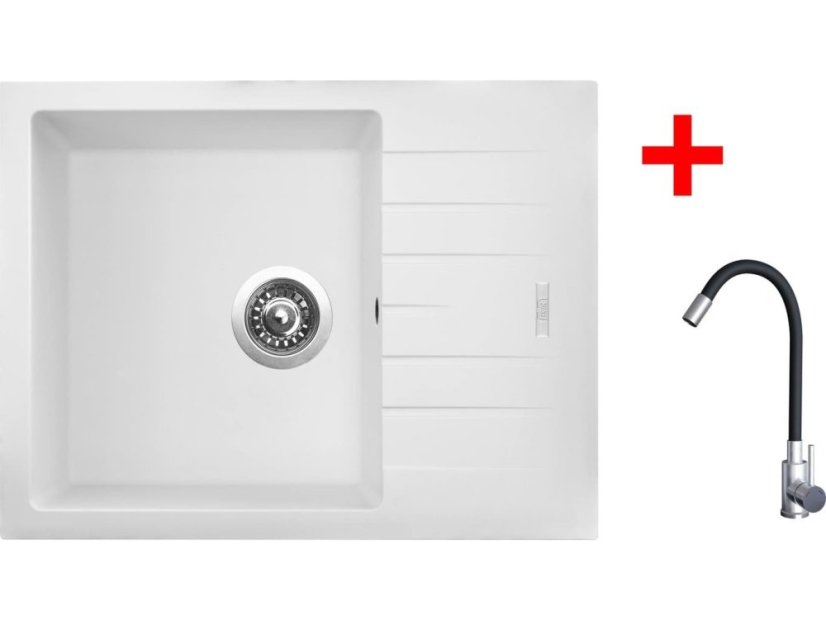 Sinks PERFECTO 650 Milk + ELASTA nerez/černá