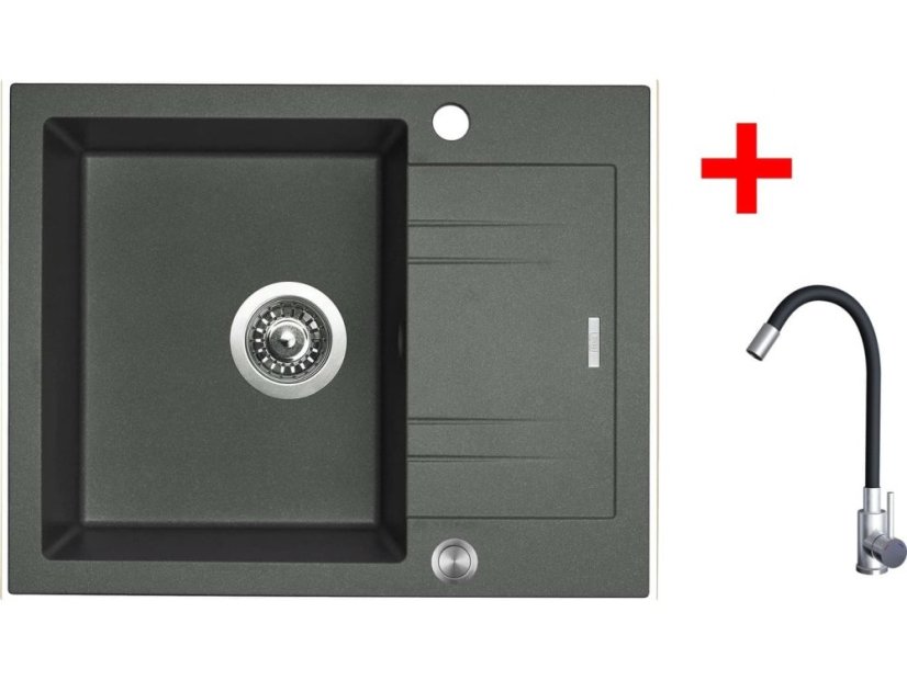 Sinks LINEA 600 XC Titanium + Elasta nerez/černá