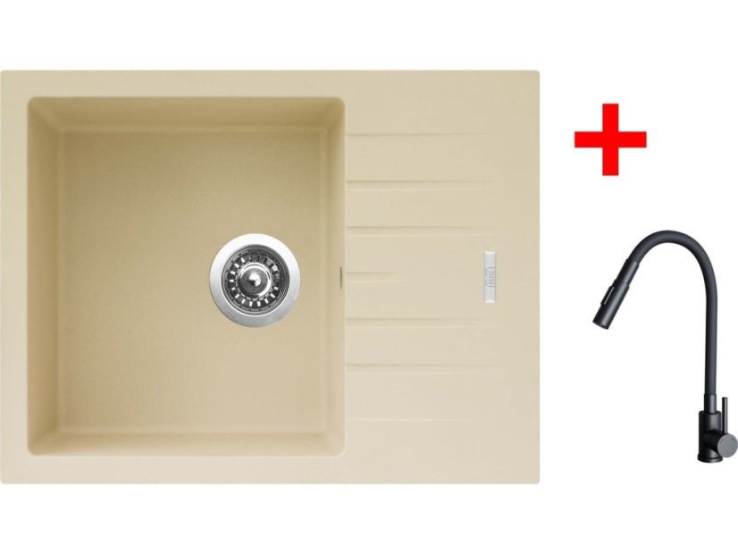 Sinks PERFECTO 650 Sahara + ELASTA S čierná matná