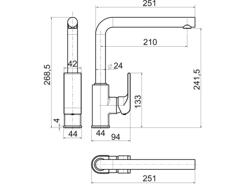 Dřezová baterie Novaservis Sharp chrom 3
