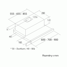 CATA TF 2003 DurAlum Bezotisk Nerez Výsuvná 600
