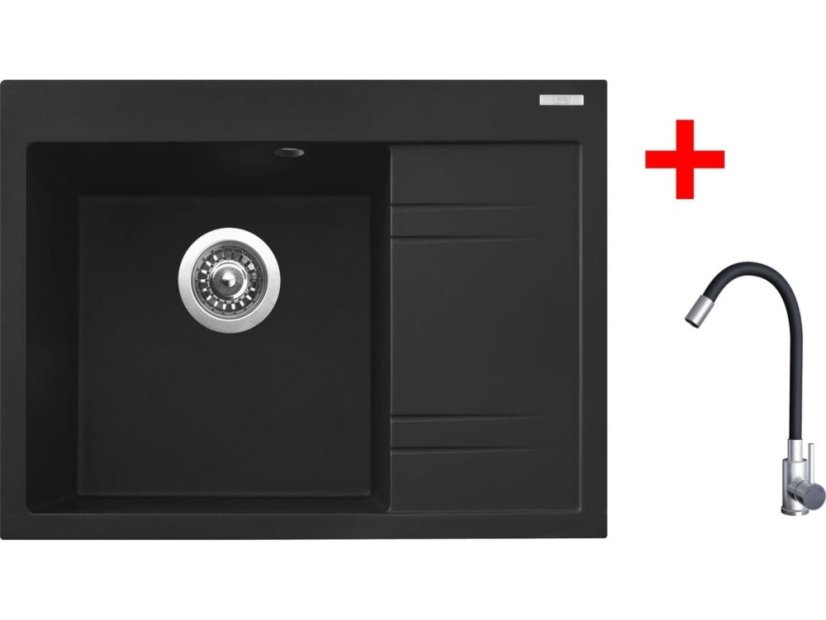 Sinks RIM 650 L Metalblack + Elasta nerez/černá