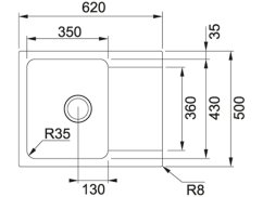 Tectonitový dřez Franke OID 611-62 Bílá