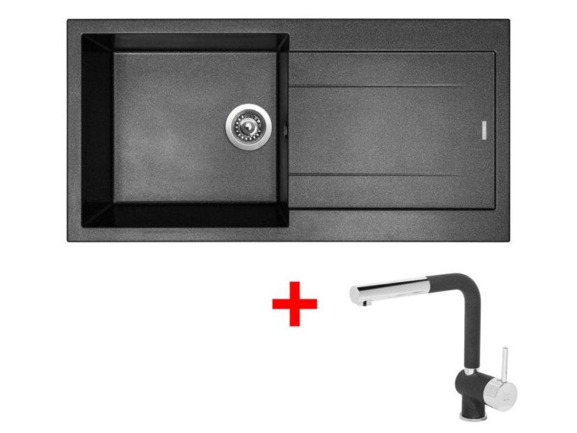 Set Sinks Amanda 990 Metalblack + Mix 3 P GR