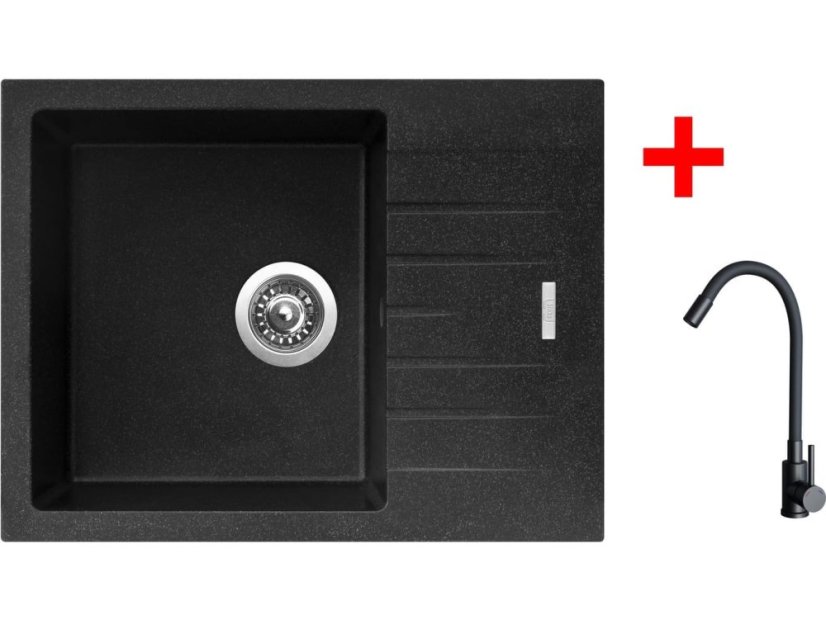 Sinks PERFECTO 650 Granblack + ELASTA černá matná