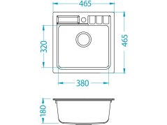 Granitový jednodrez Alveus NIAGARA 20 čierna
