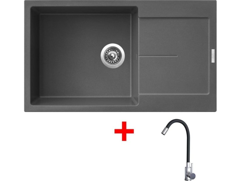 Set Sinks Ultima 860 XXL Titanium + Elasta nerez/černá