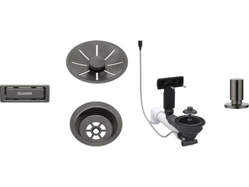 Blanco odtoková sada InFino pro jednu vaničku + táhlo, satin dark steel Blanco odtoková sada InFino pro jednu vaničku + táhlo, satin dark steel