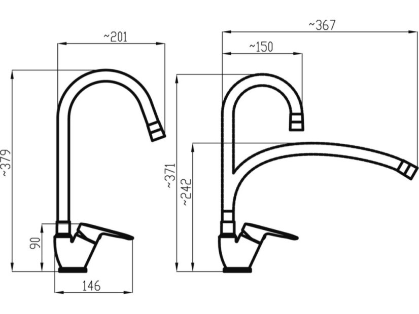 Dřezová baterie s béžovým flexi ramenem Metalia 54, chrom 6