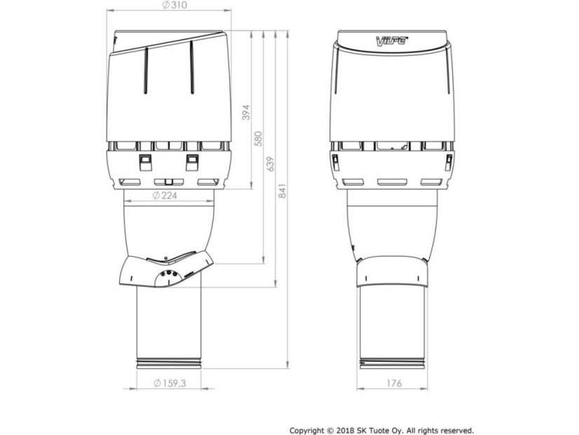 Digestoř Faber Větrací komínek na střechu 160 - hnědá