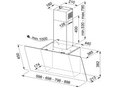 Komínový digestor Franke FPJ 705 V BK/SS Čierne sklo