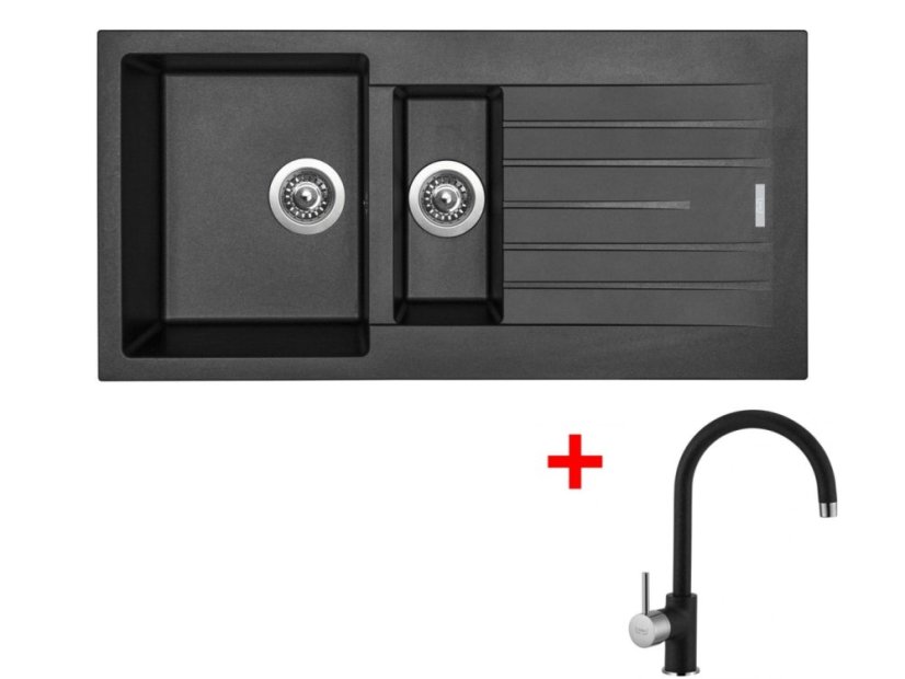 Set Sinks Perfecto 1000.1 Metalblack + Vitalia GR