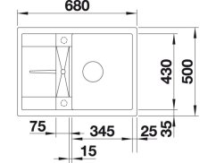 Granitový dřez Blanco METRA 45 S Compact Silgranit bílá oboustranné provedení s excentrem
