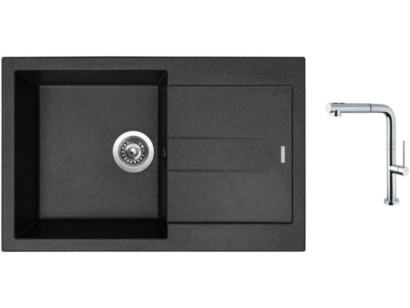 Set Sinks AMANDA 780 Granblack + baterie Sinks SLIM S2 kartáčovaná