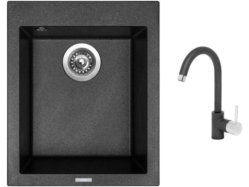 Set Sinks CUBE 410 Metalblack + baterie Sinks MIX 35 Metalblack